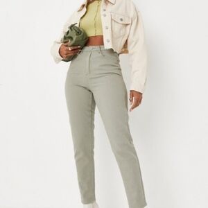 Missguided Riot High Rise Mom Jeans  Khaki